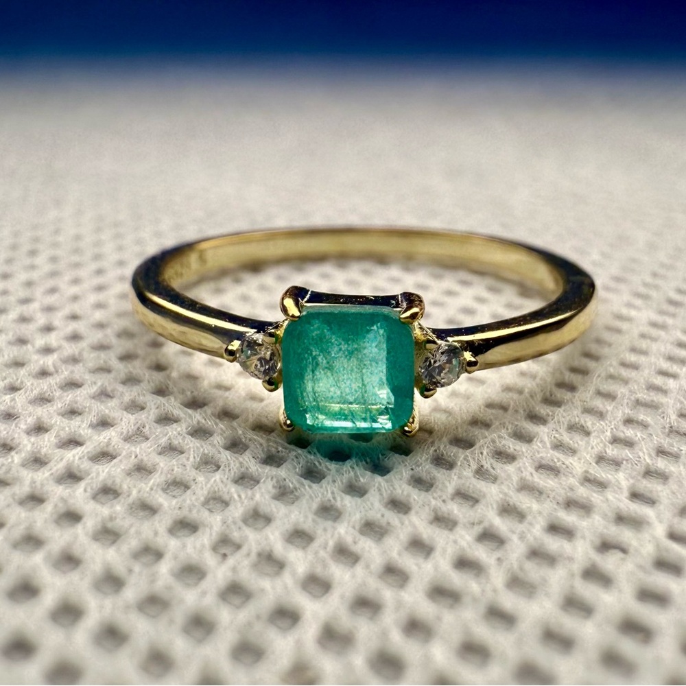New Gold-Plated Sterling Silver & Tourmaline Ring, Size 5 - Picture 4 of 4